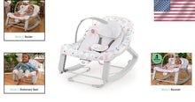 Load image into Gallery viewer, Pink Burst Portable Baby Seat: 3-in-1 Vibrating Bouncer, Rocker &amp; Toddler Rocker