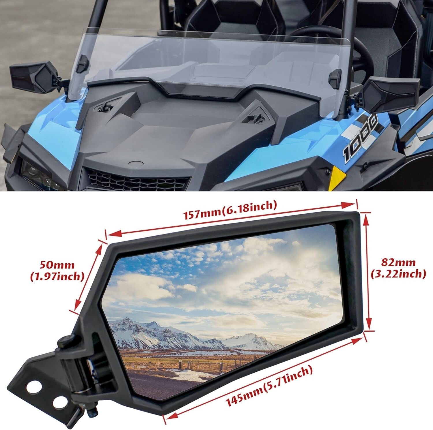 Folding Rearview Side Mirrors for Polaris RZR XP1000 & S1000, Lightweight Design
