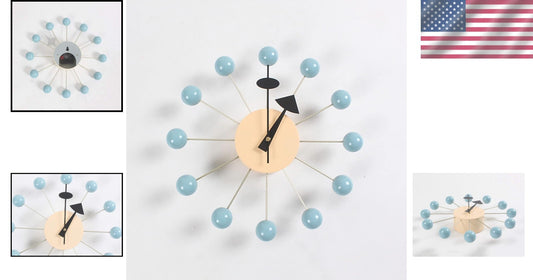 Stylish Ball Clock in Blue - Modern Non-Ticking Wall Clock for Home & Office