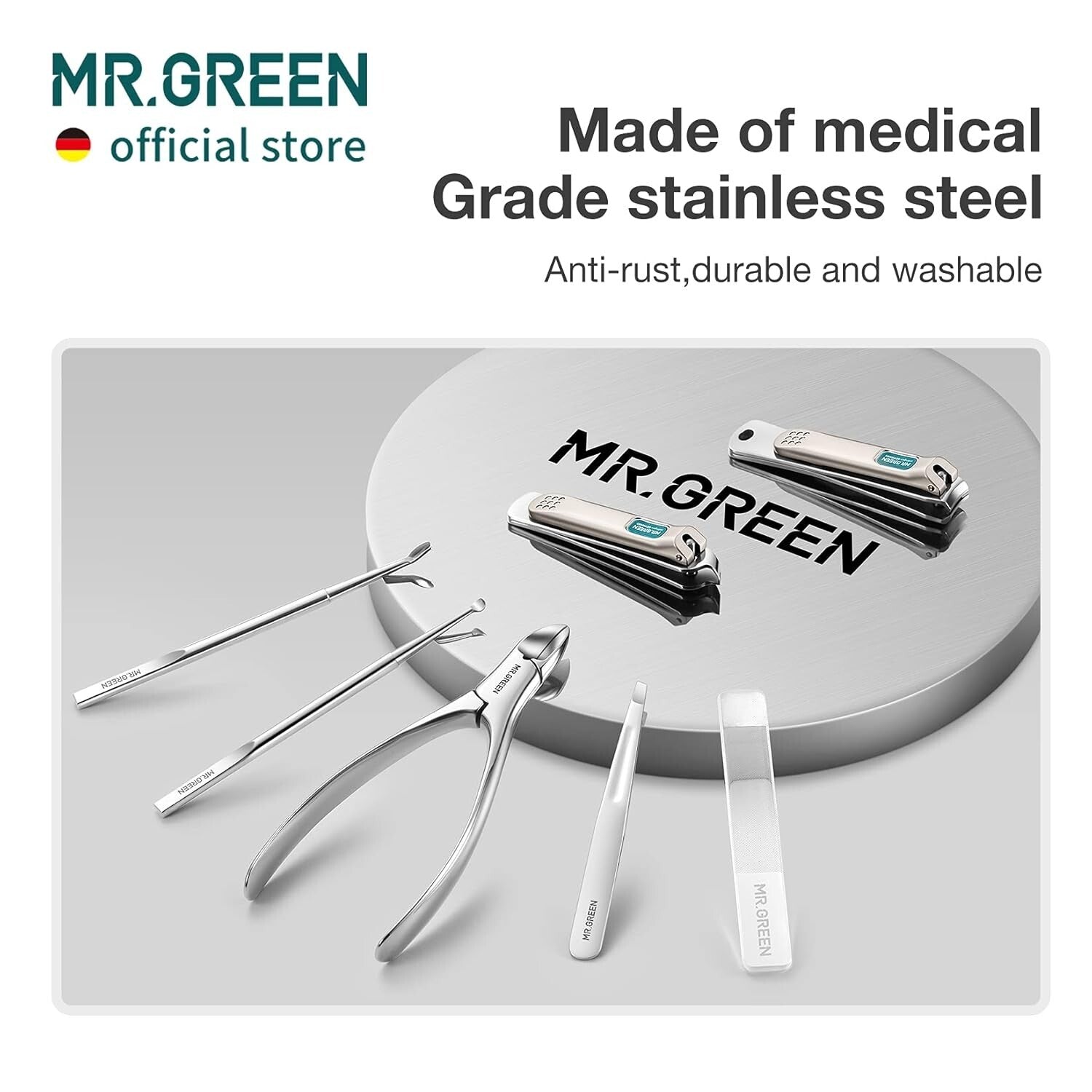 Compact Women's 7-in-1 Personal Care Manicure Kit with Stainless Steel Tools