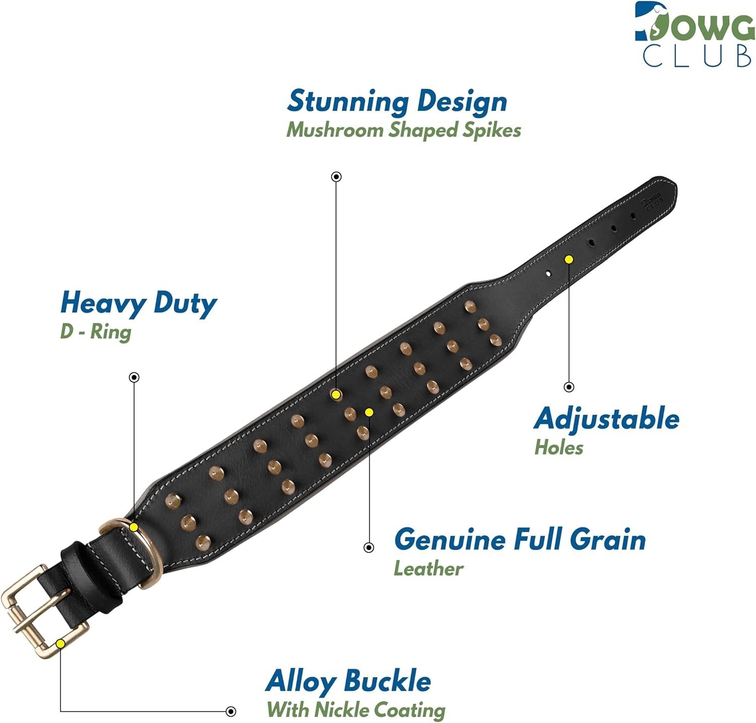 Stylish Spiked Leather Dog Collar for Large Breeds - Comfort and Safety Combined