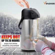 Load image into Gallery viewer, Insulated 85 oz Stainless Steel Coffee Carafe with Pump - Keeps Hot for 20 Hrs
