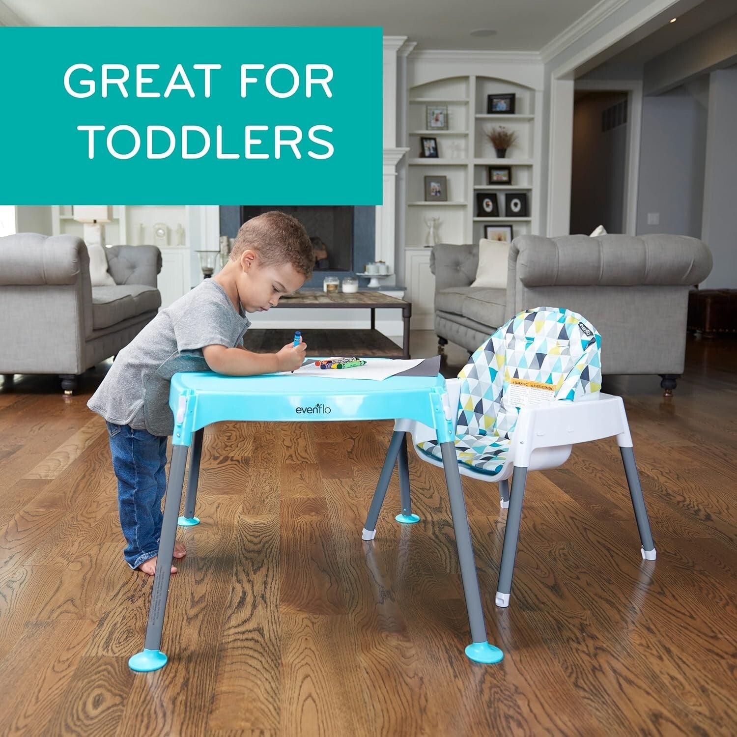 Colorful 4-in-1 Convertible High Chair with Removable Tray for Easy Cleanup