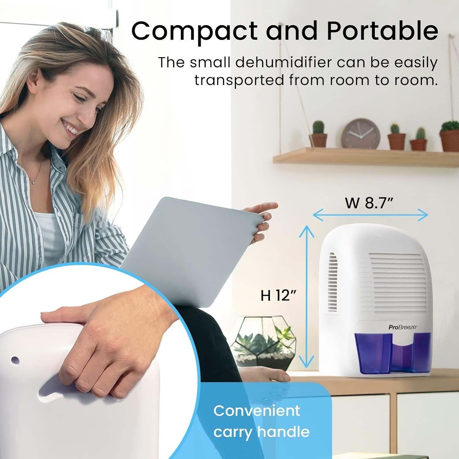 Energy-Efficient Portable Dehumidifier with Auto Shut-off – 52 Oz Tank Capacity