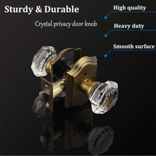 Load image into Gallery viewer, 2-Pack Crystal Privacy Door Lock Sets - Antique Brass Knob with Push Button Lock