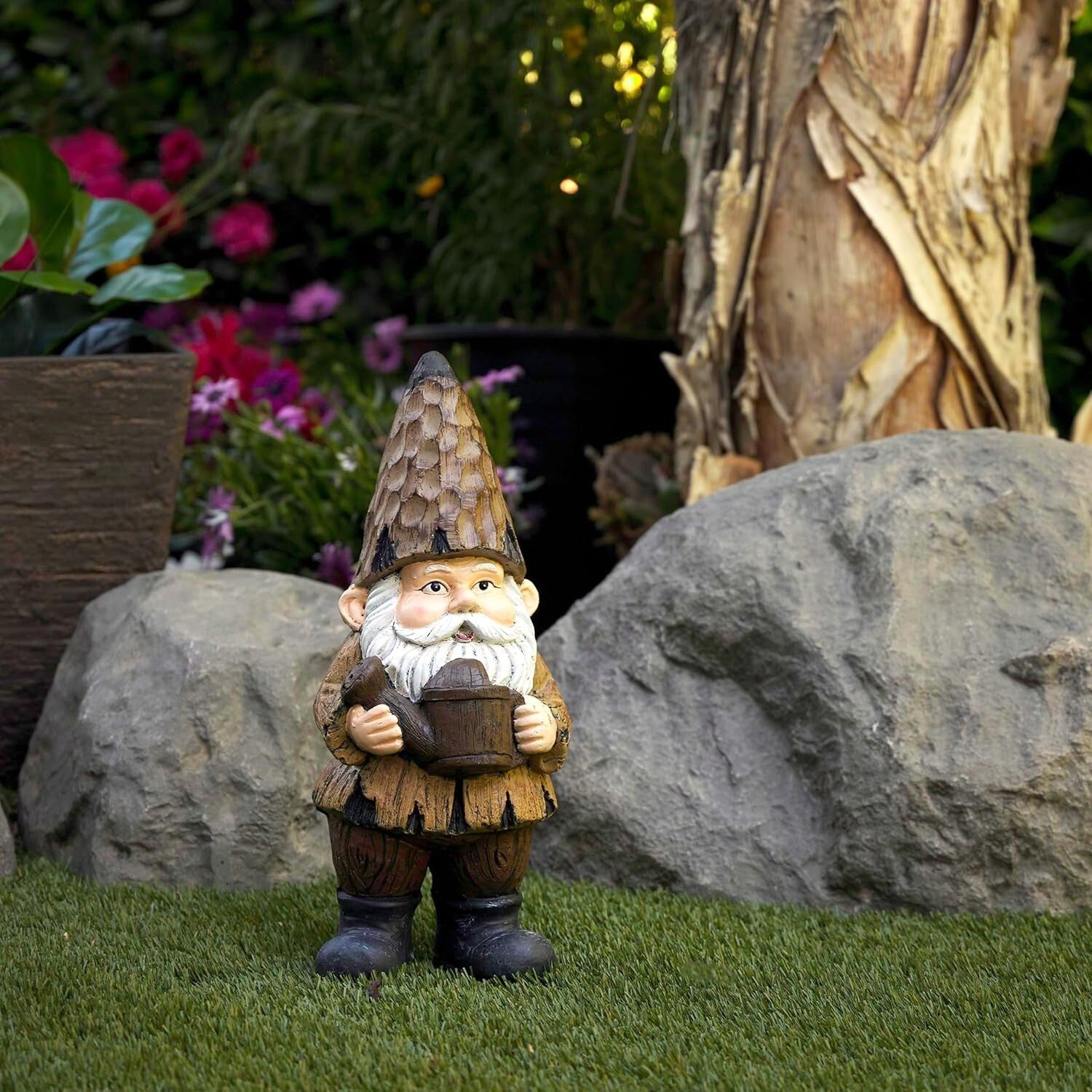 Charming 16" Indoor/Outdoor Gnome with Watering Can - Whimsical Garden Decor
