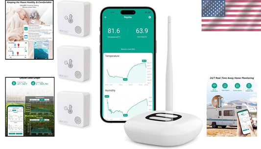 Compact WiFi Room Thermometer with Long Battery Life & Detailed Climate Tracking