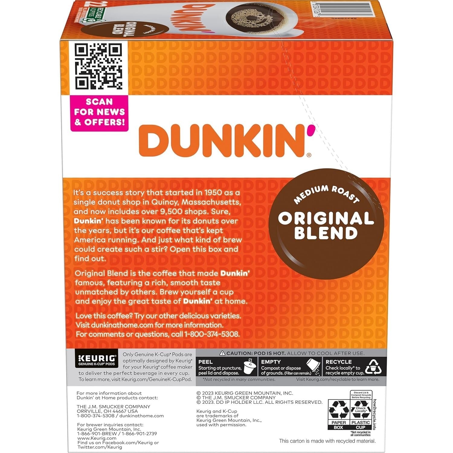88 K-Cup Pods of Dunkin' Original Blend Medium Roast - Gourmet Coffee Experience