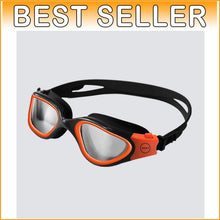 Load image into Gallery viewer, Lightweight Vapour Swim Goggles in Black &amp; Neon Orange - Perfect for Open Water