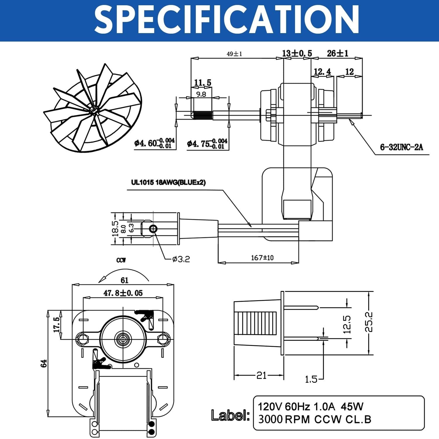 2-Pack Bathroom Fan Motor and Blower Wheel Set - Compatible with Nutone Models