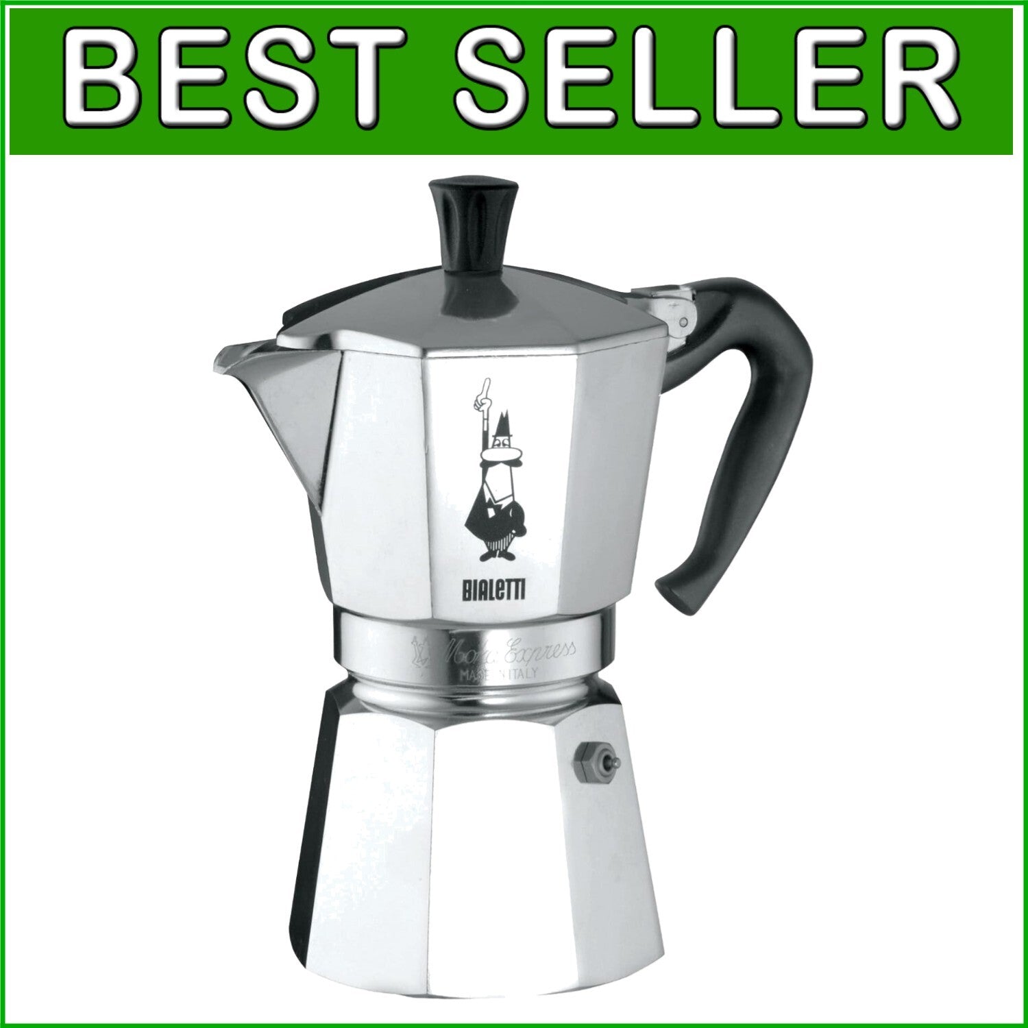 Classic Moka Express Stovetop Espresso Maker - 9 Cups Silver Aluminum Delight