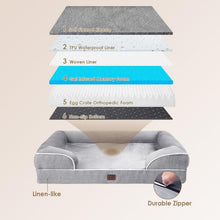 Load image into Gallery viewer, Extra Large Memory Foam Dog Couch with Non-Slip Base &amp; Washable Cover - Grey