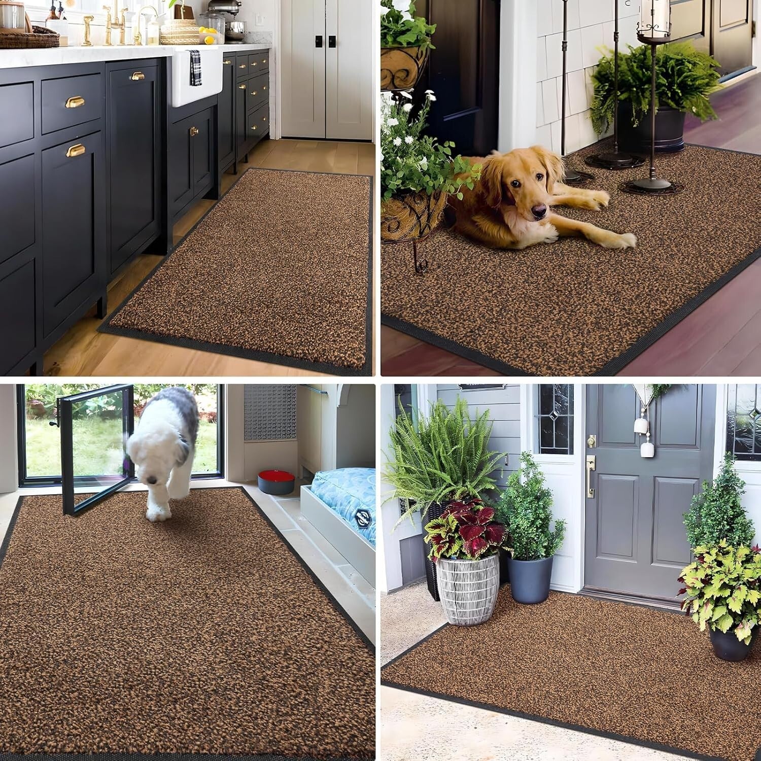 Durable Brown Outdoor Indoor Doormat 72'' x 48'' - Machine Washable Entry Rug