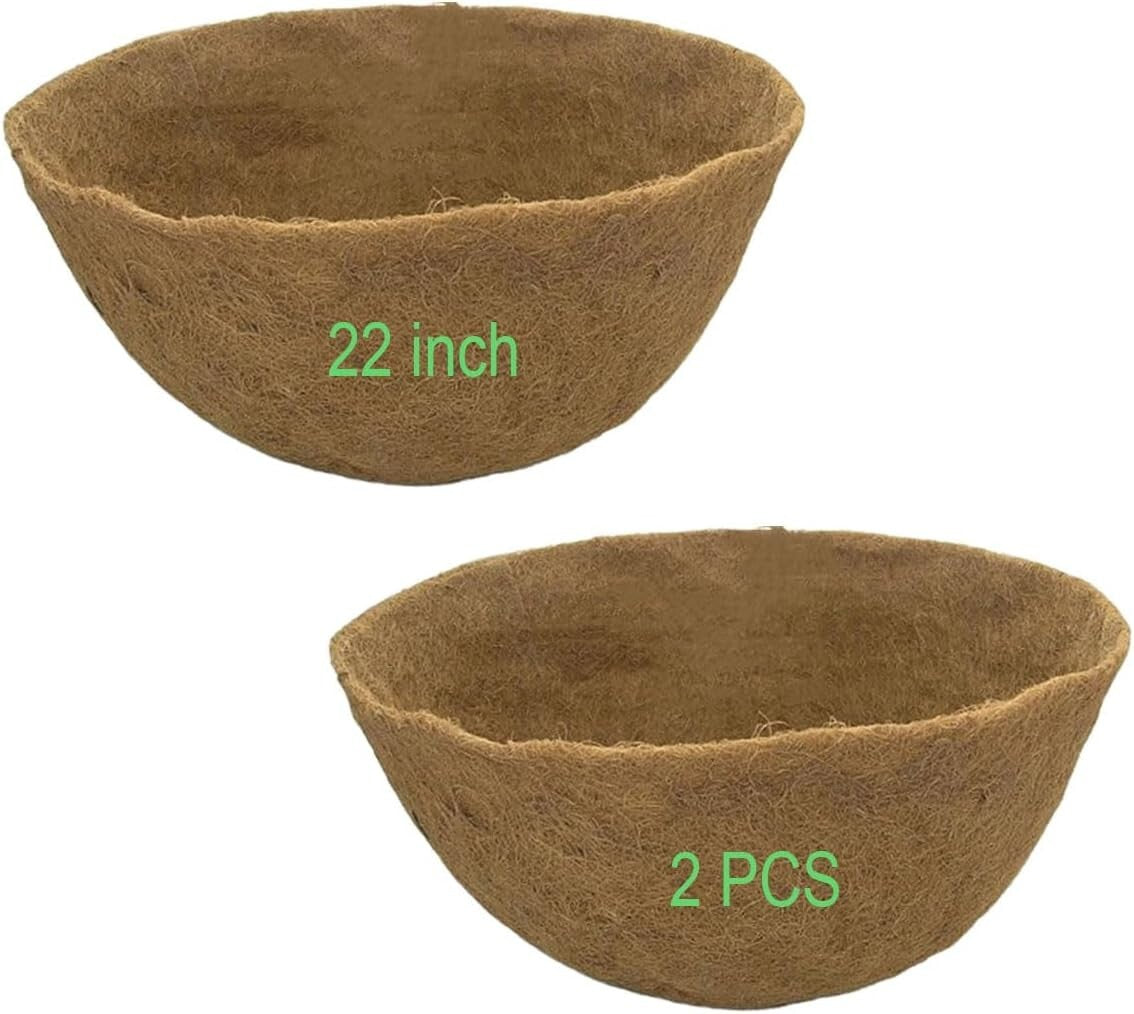 2 PCS 22" Round Coco Liners for Planters - Breathable Coconut Fiber Replacement