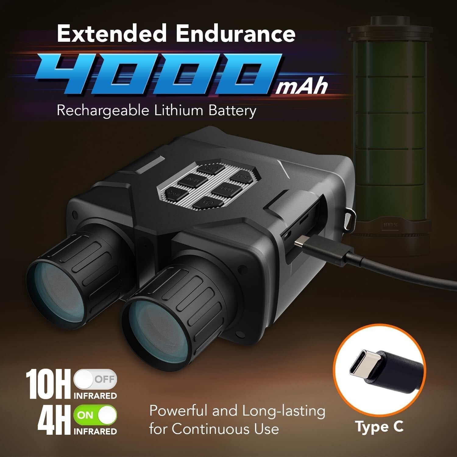 4K UHD Night Vision Goggles with 10X Zoom & 984ft Range - Ideal for Outdoors