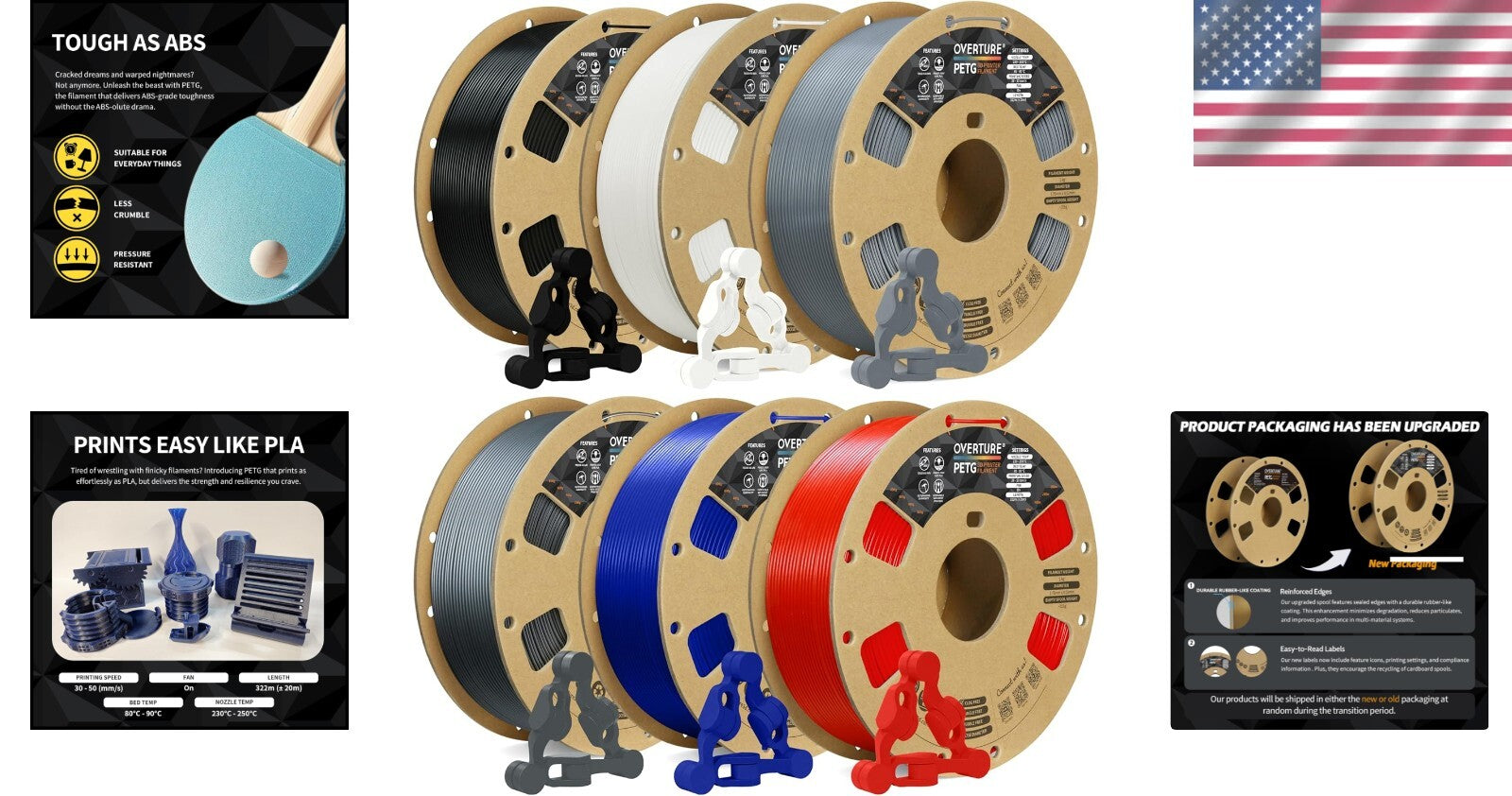 1.75mm 6kg PETG Filament Pack - Extensive Color Selection for All 3D Printers