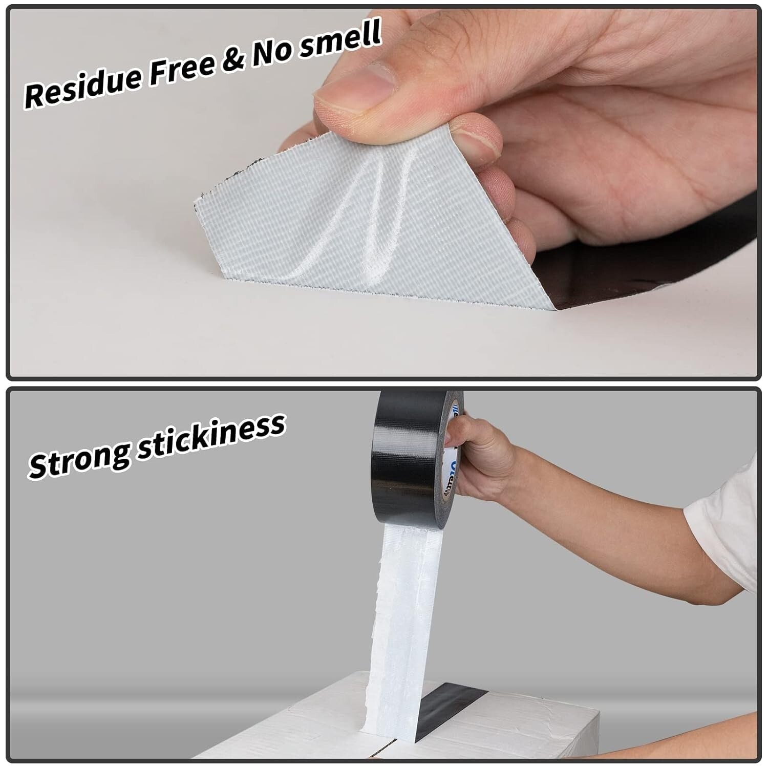 All-Weather 2 Inch Black Duct Tape Bulk - 12 Rolls, Strong Adhesive for Repairs