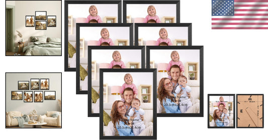 Stylish 11x14 Black Picture Frames - Perfect Gift for Loved Ones, 7-Pack