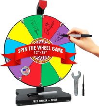 Load image into Gallery viewer, Miniature 12-inch Prize Wheel with Stand - Perfect for Classrooms and Parties