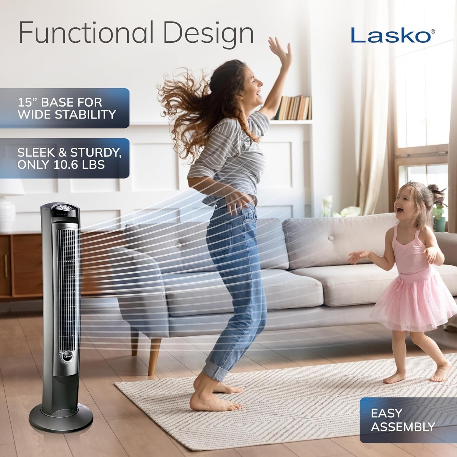 42-Inch Silver Oscillating Tower Fan with Remote - Quiet and Stylish Airflow