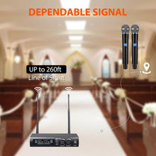 Load image into Gallery viewer, Dual UHF Metal Wireless Microphone System - 150-200Ft Range, 16 Hours Life