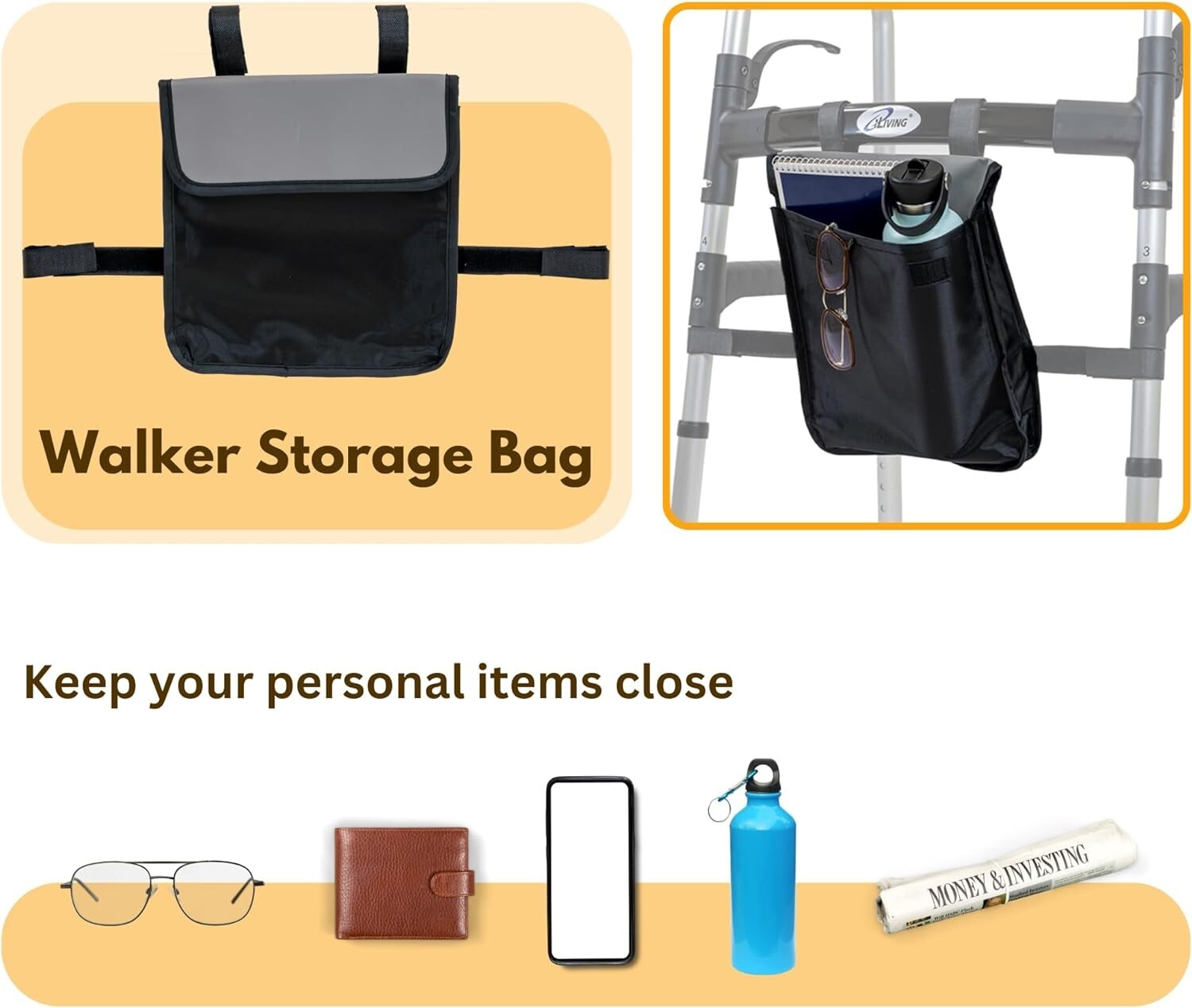 Lightweight Mobility Walker with Glide Skis and Storage Basket - Silver Design