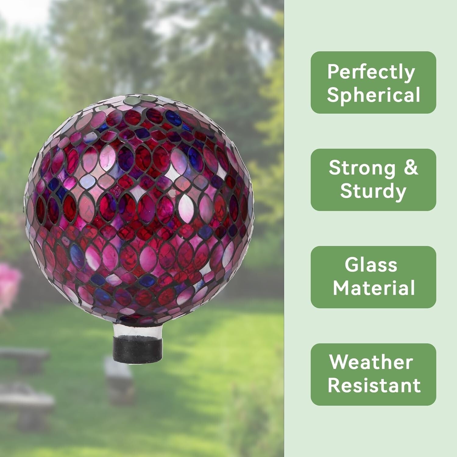 Weather-Resistant 10-Inch Colorful Mosaic Gazing Ball - Perfect Gift Idea