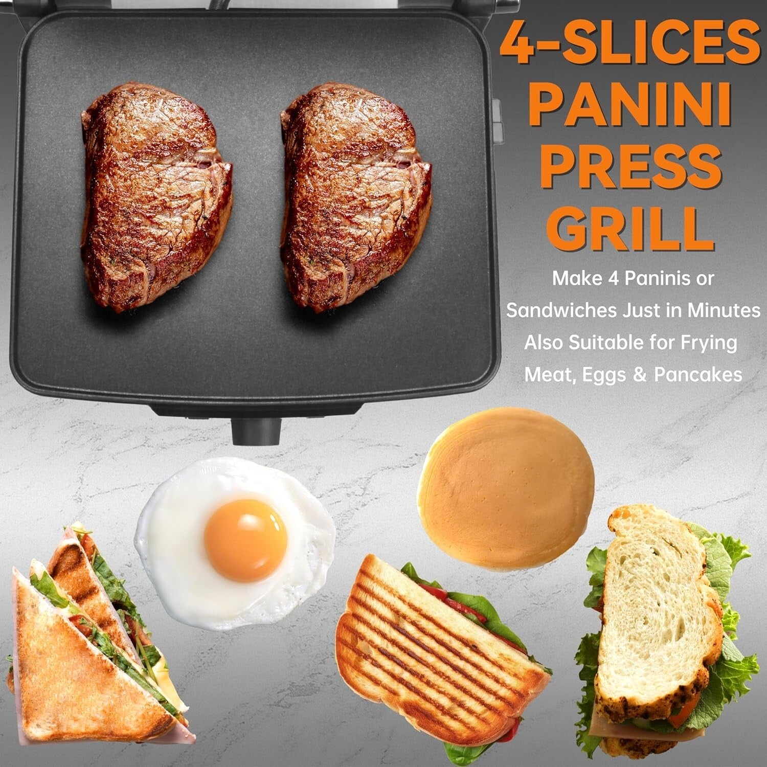 Family-Friendly Panini Maker & Grilled Cheese Machine with Recipe Book Included