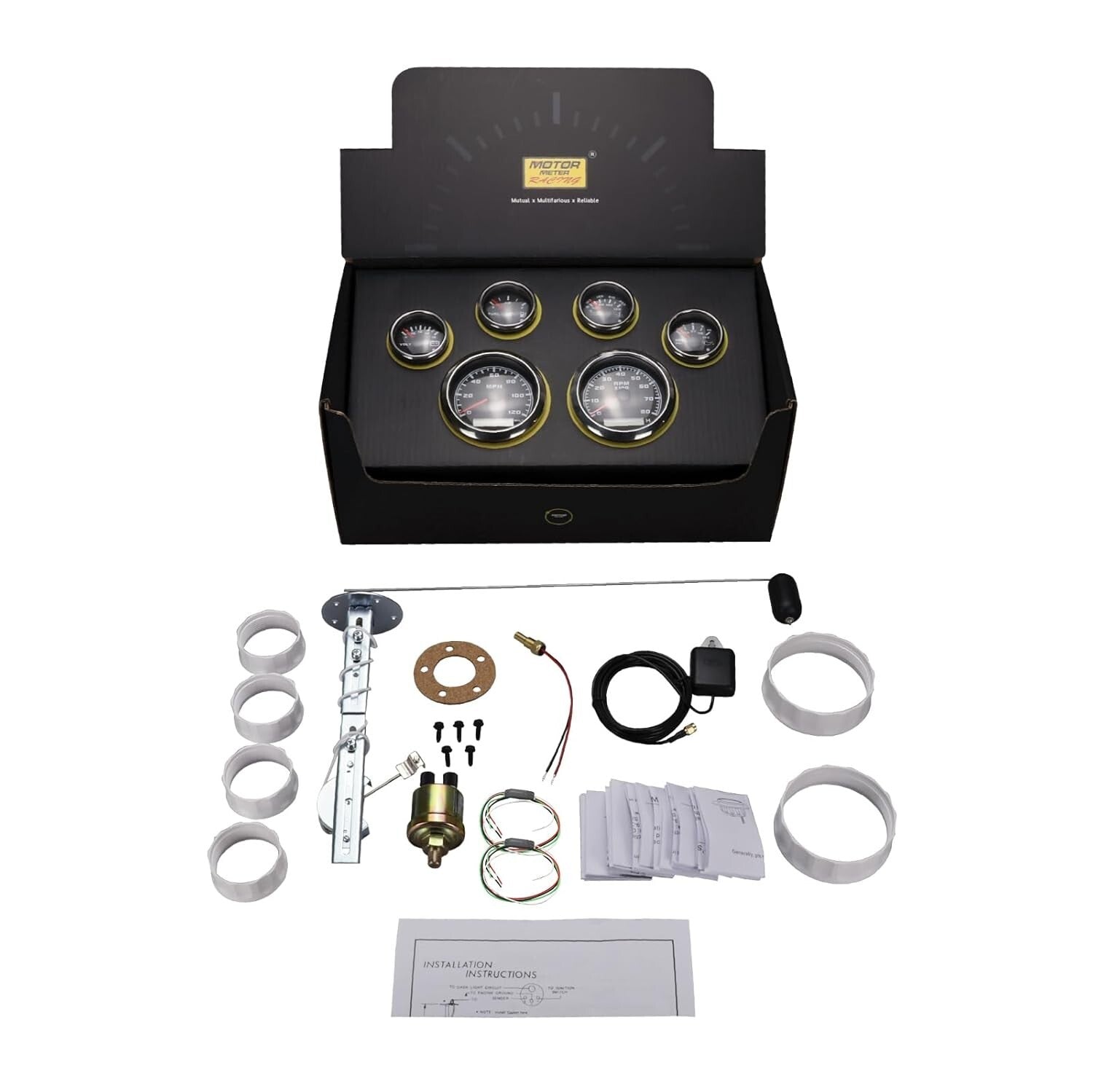 Universal 6 Gauge Monitoring - Speedometer, Tachometer & Sensors for Car & Truck