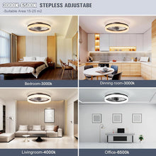 Load image into Gallery viewer, Smart Low Profile Ceiling Fan Light with Remote &amp; Dual Memory - Black Elegance
