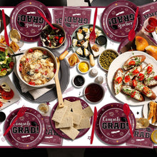 Load image into Gallery viewer, Elegant Maroon Graduation Dinnerware Set for Up to 50 Guests - Class of 2025