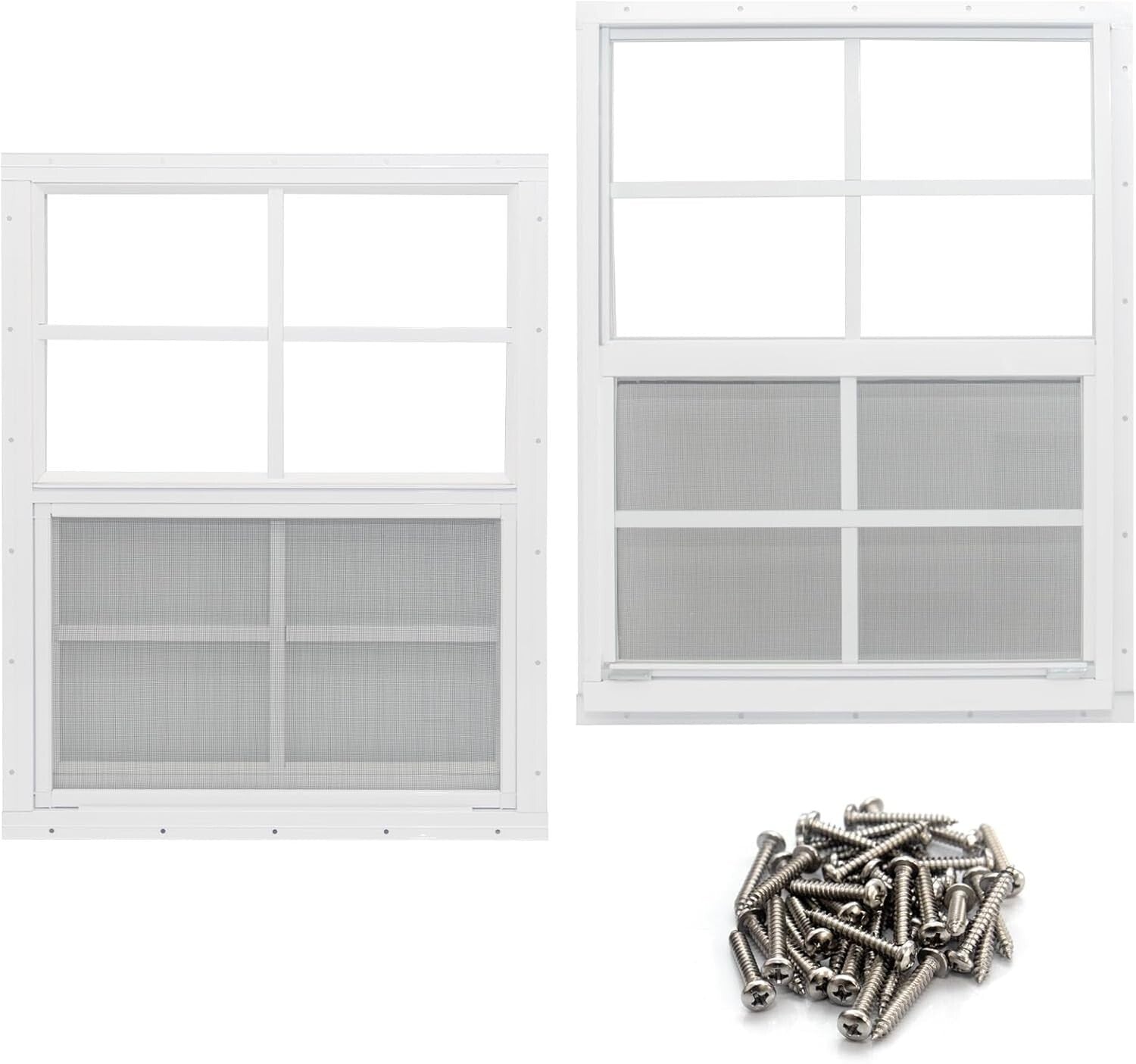 Durable Flush Mount Shed Windows - 24" x 27" with Screens for Easy Ventilation