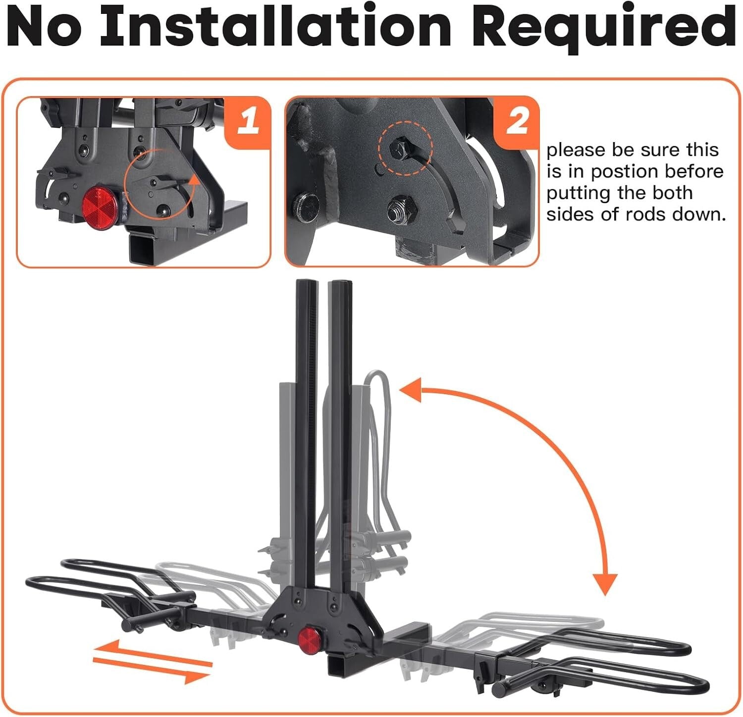 150 lbs Capacity Electric Bike Rack - No Installation, Foldable for 2 Bikes