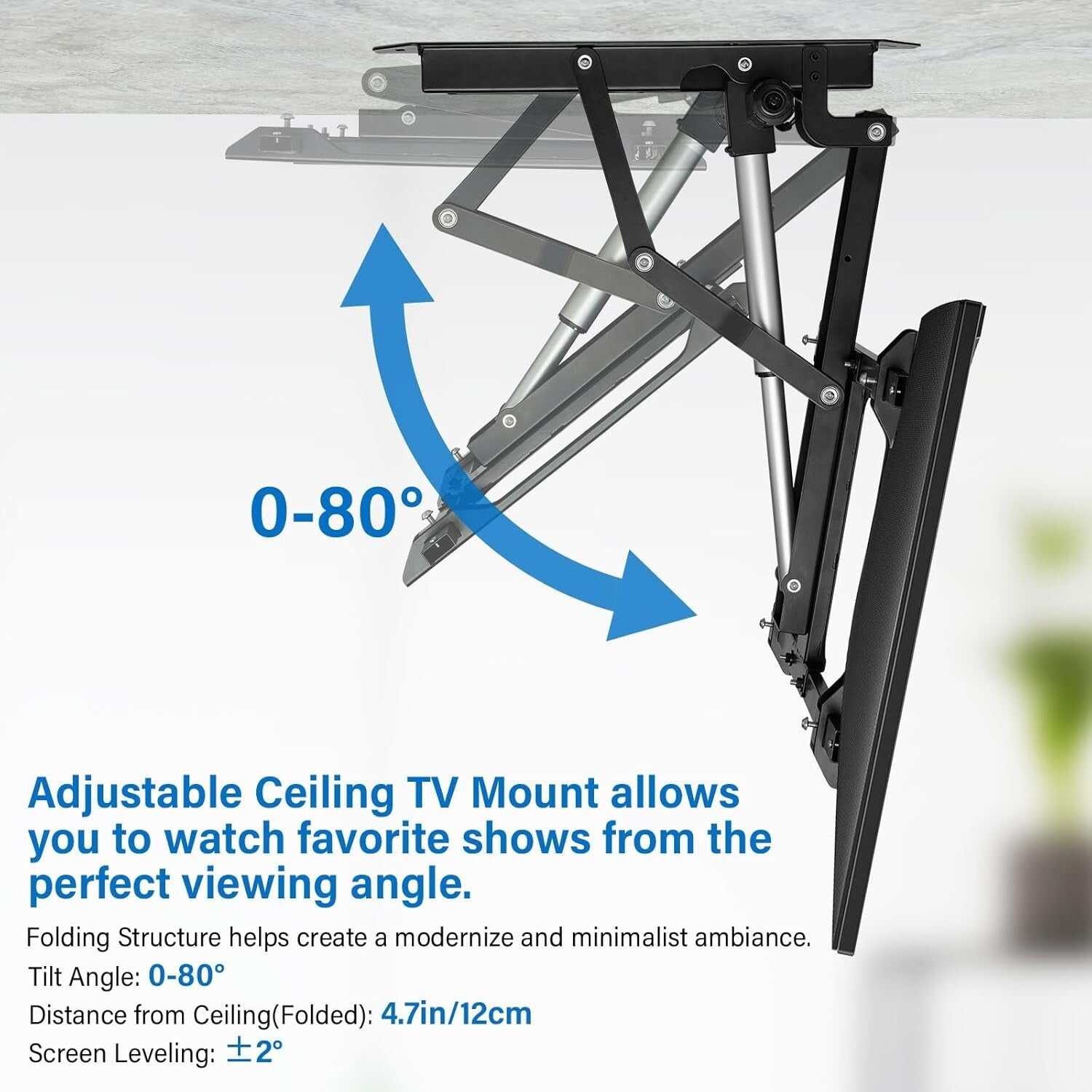 Electric Adjustable Ceiling TV Mount for 32-70 Inch TVs - Remote Control & Sp...