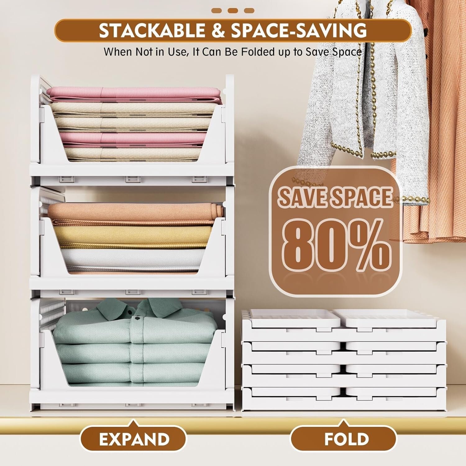 Durable Green 5-Pack Closet Organizer Bins: Easy Install, Happy Organizing!