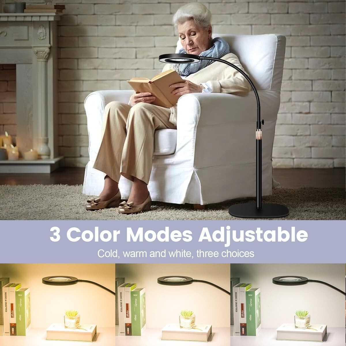 Adjustable 10X Magnifying Glass with Stepless Dimming LED for Seamless Crafting