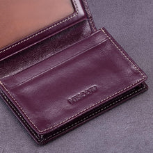 Load image into Gallery viewer, Premium Antiqued Purple Leather Card Case - Compact &amp; Stylish for Networking