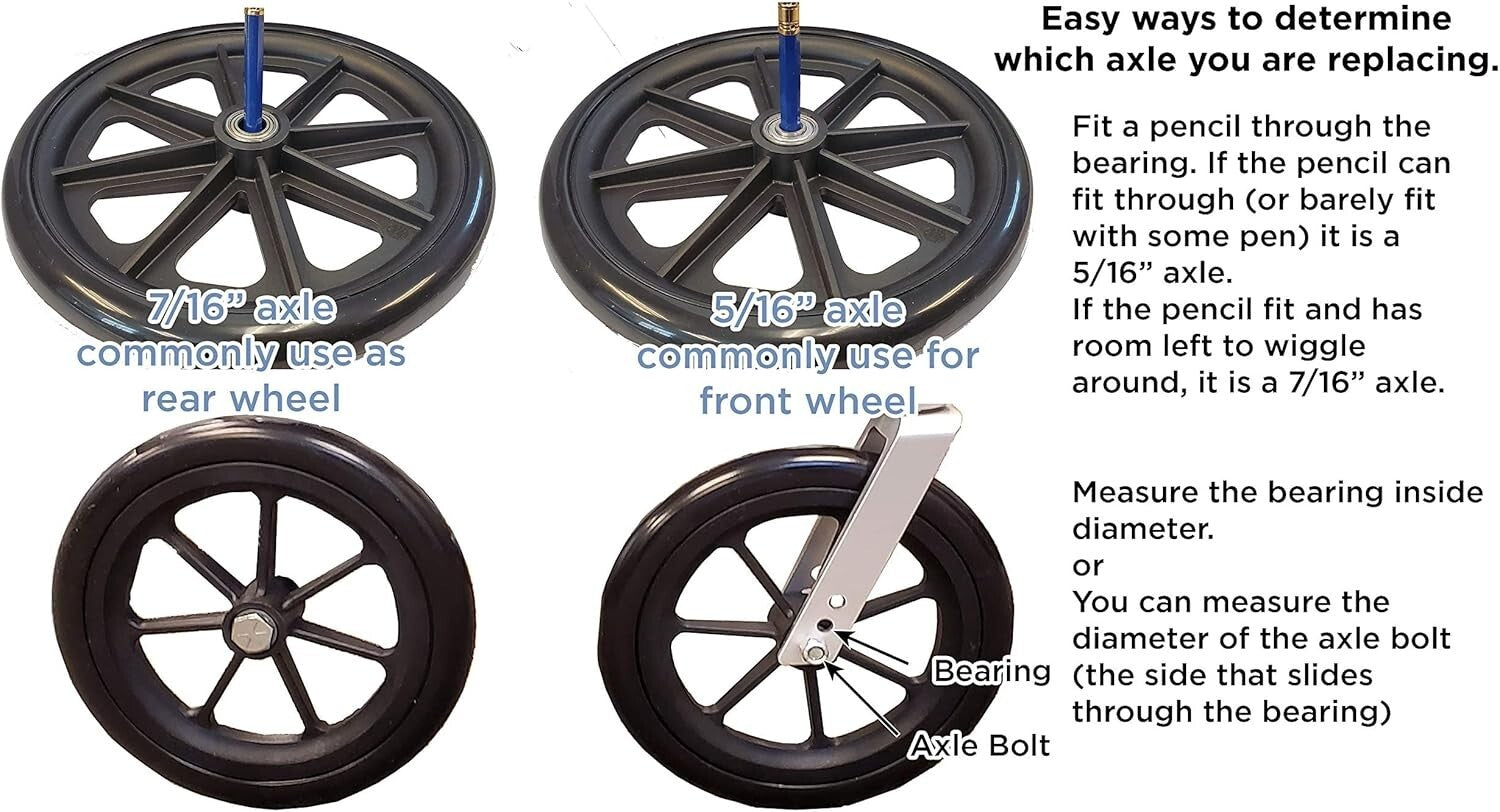 Durable 8-Inch Rubber Caster Wheel with 7/16" Axle - Perfect for Wheelchairs