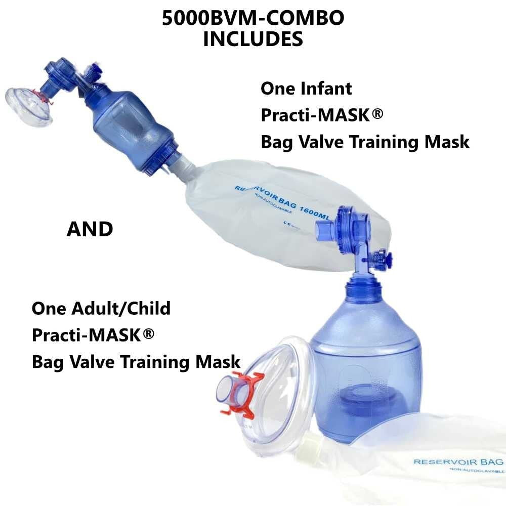 Portable CPR Training Bundle: Adult, Child, & Infant Masks with Reservoir Bag