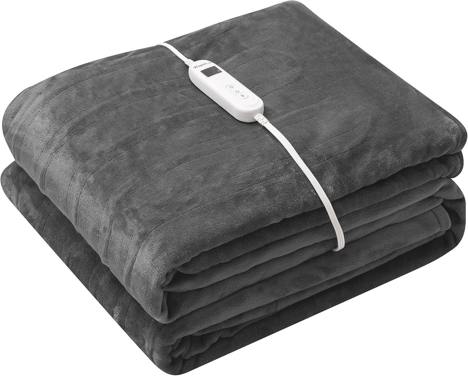 Dark Grey 10-Setting Electric Throw Blanket with Foot Pocket, Machine Washable