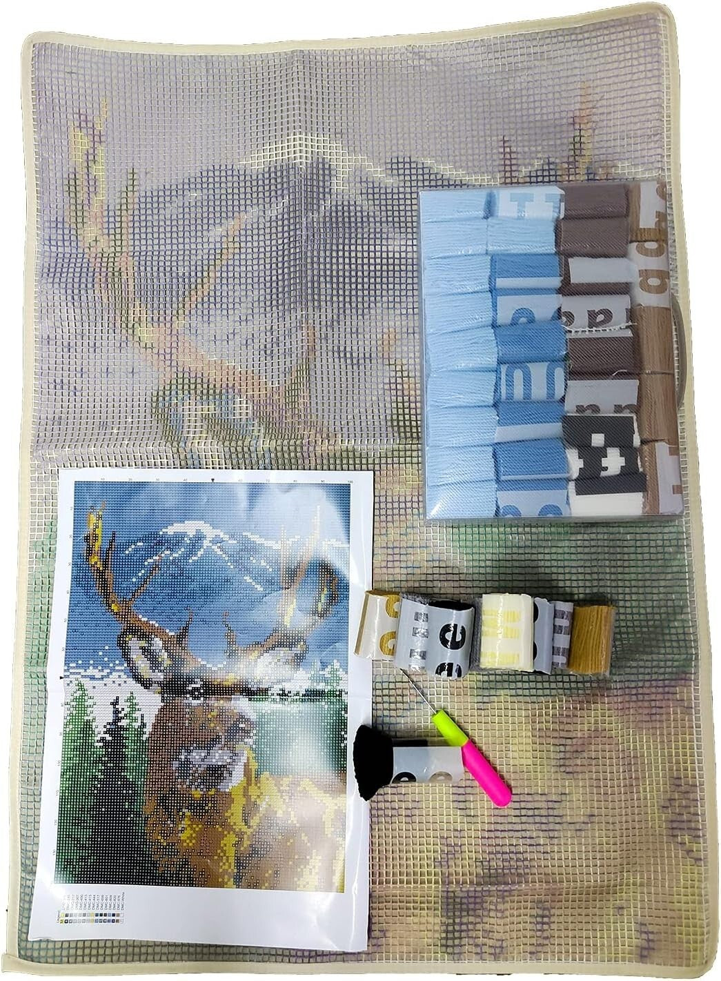 DIY Large Deer Latch Hook Kit - 3D Printed Canvas Craft for All Ages 85cmx63cm