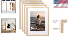 Load image into Gallery viewer, Natural Finish 12x16 Wall Frames with Mat - Ideal for Home Display, Set of 4