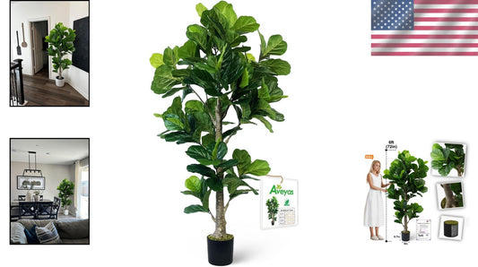 6ft Faux Fiddle Leaf Fig Tree - Lifelike Silk Plant for Indoor/Outdoor Decor
