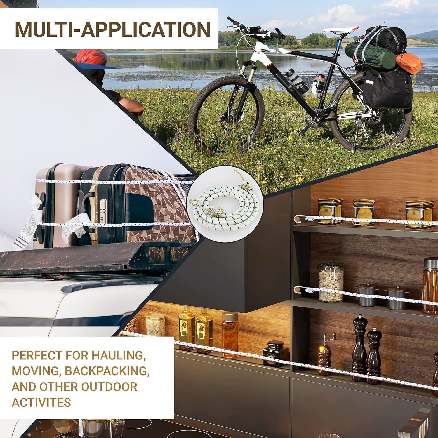 Tensile-Strong 72" Bungee Cord Set with Tough Steel Hooks – 12 Durable Straps