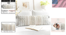 Load image into Gallery viewer, Handmade Light Gray Lumbar Pillow Cover 14x36 for Modern Farmhouse Decor