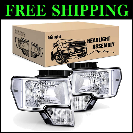 DOT Compliant Clear Corner Headlight Set for 2009-2014 Ford F150 Trucks