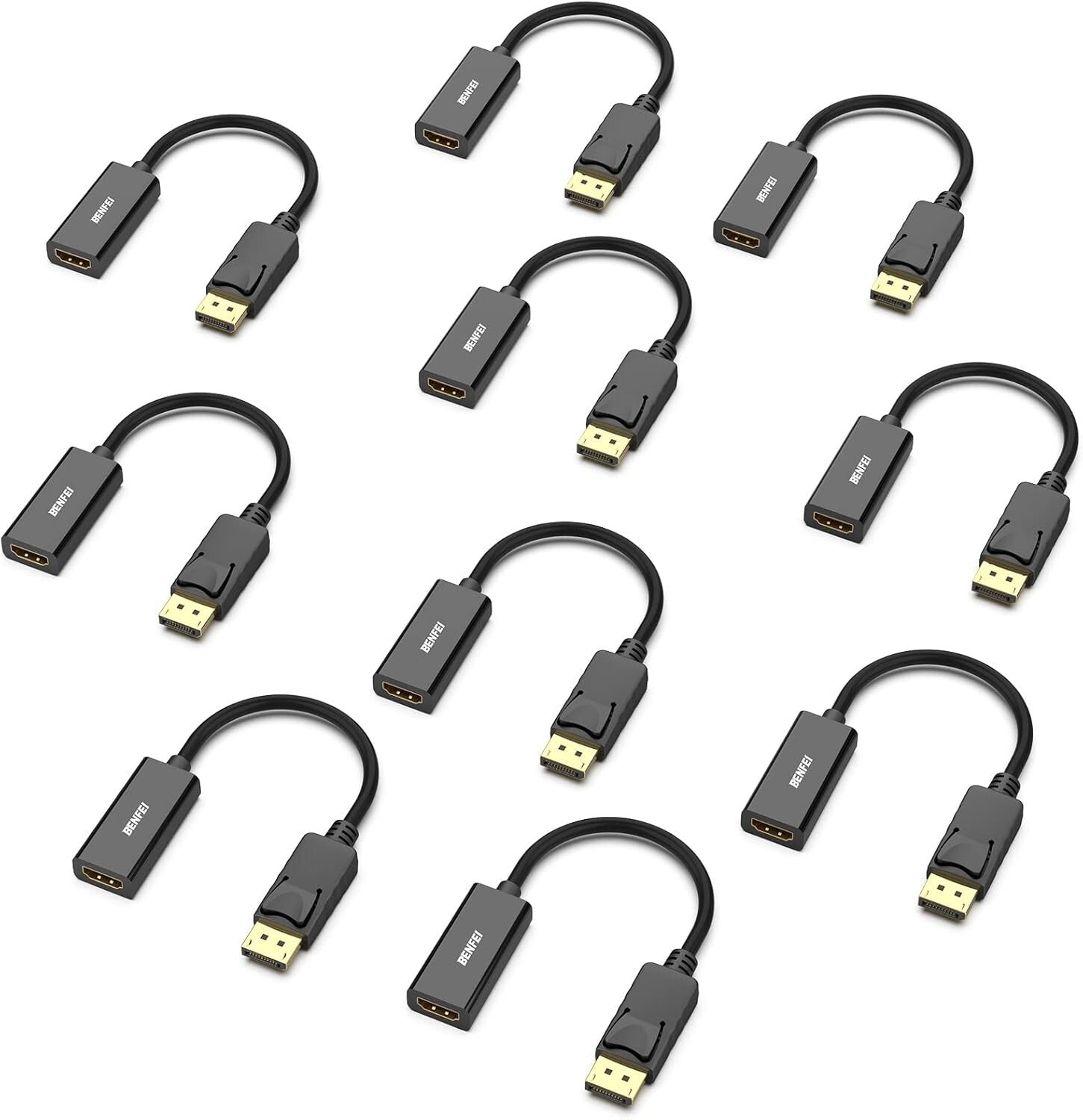 10 Pack of Lightweight DisplayPort to HDMI Adapters - Full HD 1080p Support