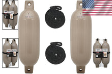 Load image into Gallery viewer, Premium Inflatable Boat Fenders Value Pack - 4.5" x 16" and Fender Lines