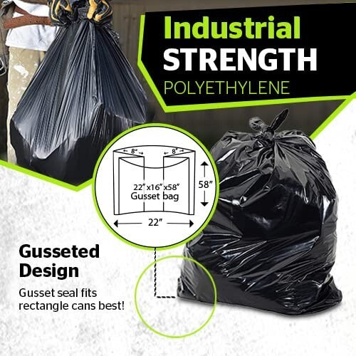 Frustration-Free 55 Gallon Trash Bags - 100 Pack - Made from Recycled Materials