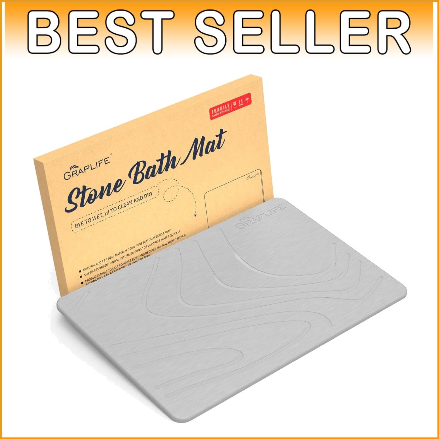 Diatomaceous Earth Quick-Dry Bath Mat - Stylish Non-Slip Shower Rug 1'3" x 1'11"